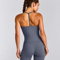 UnifiedMove™ T Back Mid Vest with Built in Bra Shelf New Branding | Granite Blue