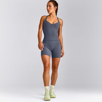 UnifiedMove™ T Back Mid Vest with Built in Bra Shelf New Branding | Granite Blue