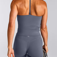 UnifiedMove™ T Back Mid Vest with Built in Bra Shelf New Branding | Granite Blue