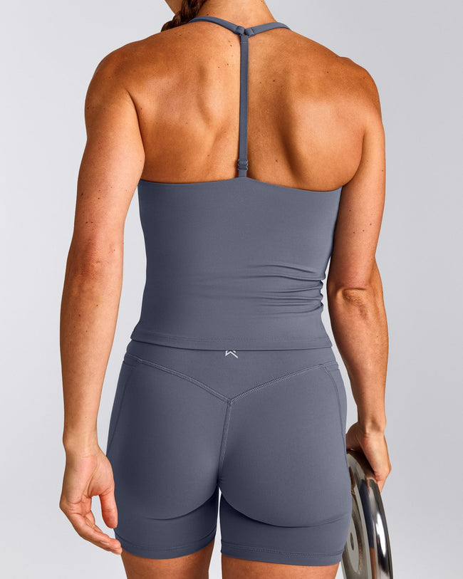 UnifiedMove™ T Back Mid Vest with Built in Bra Shelf New Branding | Granite Blue