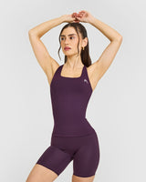 Timeless Square Neck Vest with White Logo | Blackberry Purple