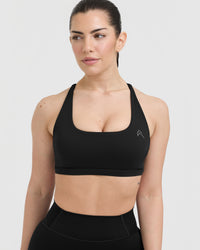 Timeless Square Neck Sports Bra | Black