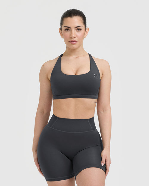 Oner Modal Timeless Square Neck Sports Bra | Coal