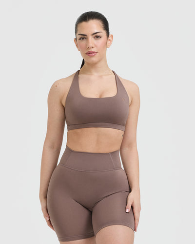 Timeless Square Neck Sports Bra | Cool Brown