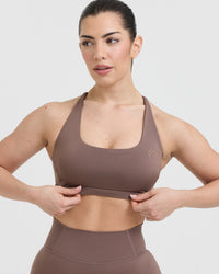 Timeless Square Neck Sports Bra | Cool Brown