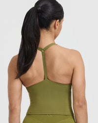 Timeless Square Neck Mid Vest | Olive Green