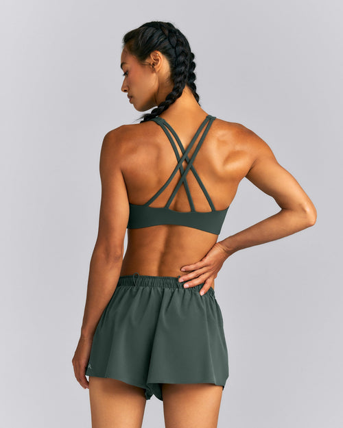 EasyLift™ High Neck Sports Bra | Deep Shadow Green