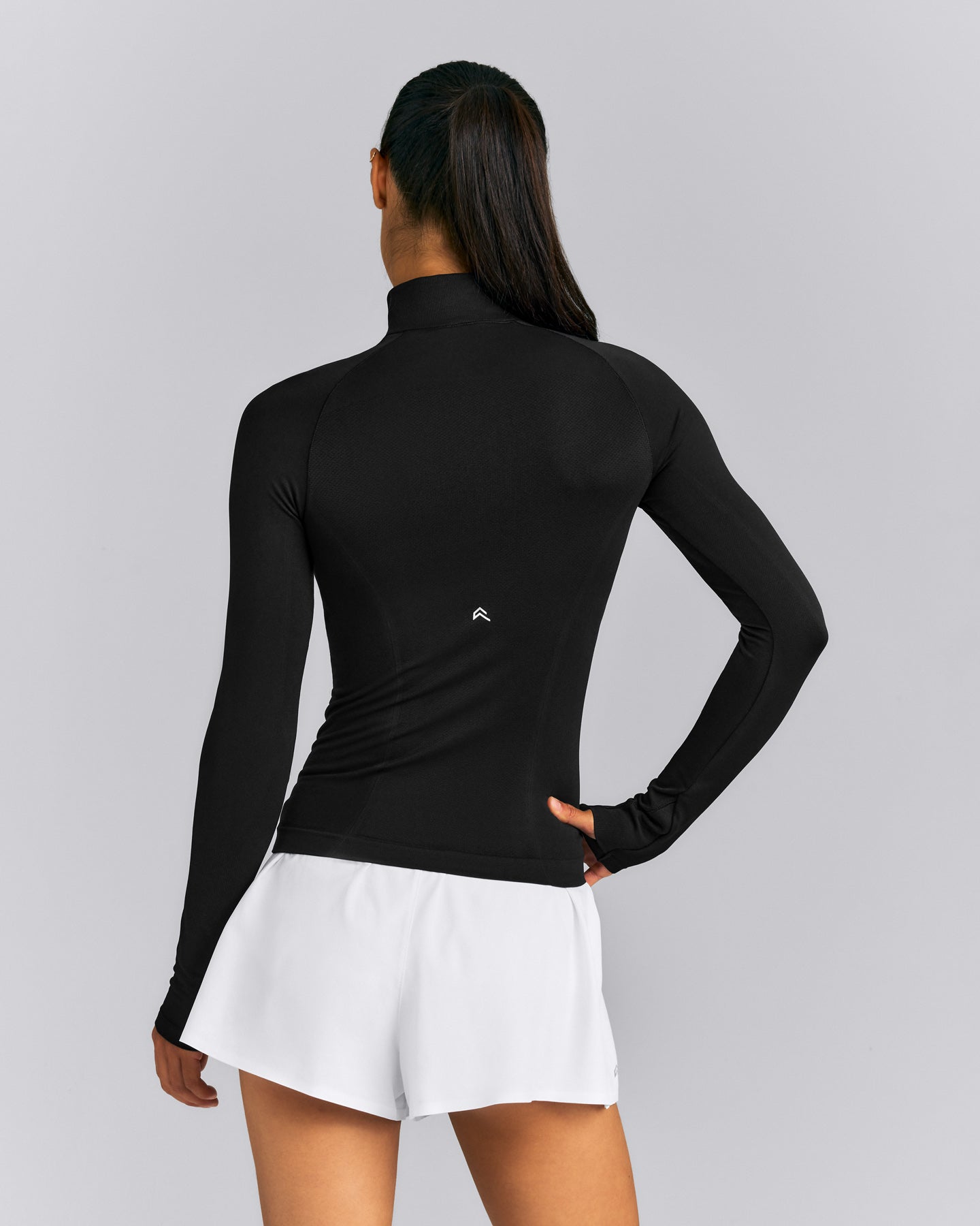 Oner Seamless Mid Weight Fitted 1/2 Zip Long Sleeve Top | Black