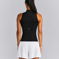 Oner Seamless Mid Weight Fitted 1/2 Zip Tank | Black