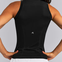 Oner Seamless Mid Weight Fitted 1/2 Zip Tank | Black