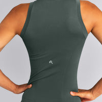 Oner Seamless Mid Weight Fitted 1/2 Zip Tank | Shadow Green