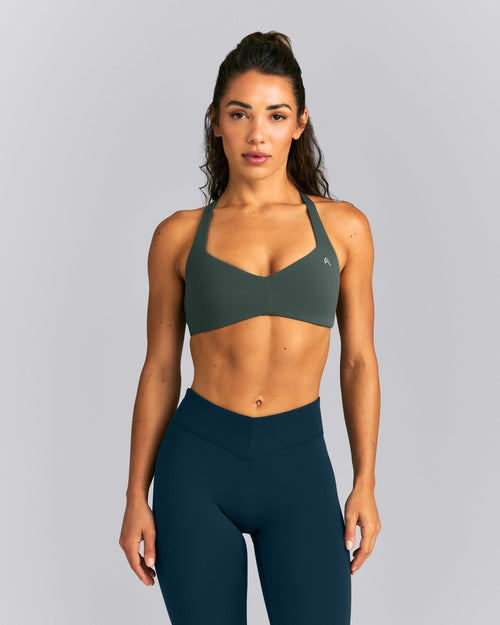 UnifiedMove™ T Back Minimal Bralette | Shadow Green