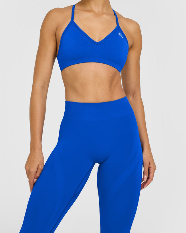 EnhanceLift™ Seamless Leggings with White Logo | Cobalt Blue