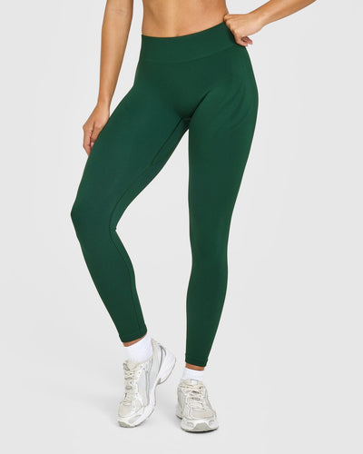 EnhanceLift™ Seamless Leggings with White Logo | Racing Green