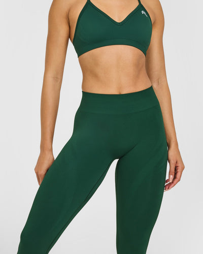 EnhanceLift™ Seamless Leggings with White Logo | Racing Green