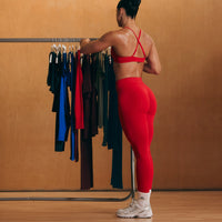 EnhanceLift™ Seamless Leggings with White Logo | Light Toasted Red