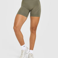 EnhanceLift™ Seamless Shorts with White Logo | Alpine Green