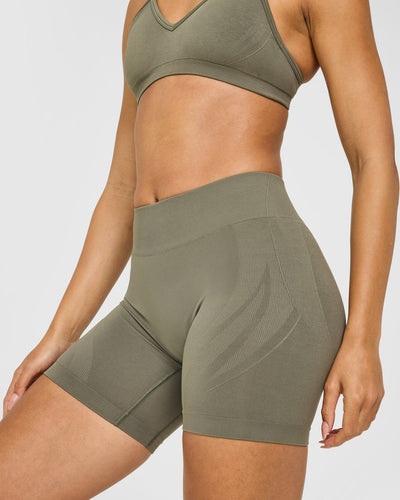 EnhanceLift™ Seamless Shorts with White Logo | Alpine Green