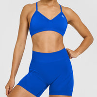 EnhanceLift™ Seamless Shorts with White Logo | Cobalt Blue