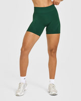 EnhanceLift™ Seamless Shorts with White Logo | Racing Green