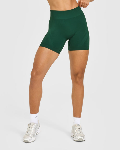 EnhanceLift™ Seamless Shorts with White Logo | Racing Green