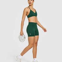 EnhanceLift™ Seamless Shorts with White Logo | Racing Green