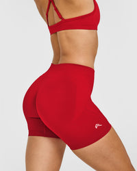 EnhanceLift™ Seamless Shorts with White Logo | Light Toasted Red