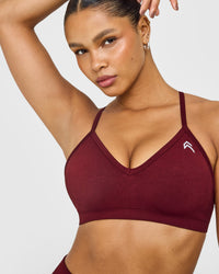 EnhanceLift™ Seamless Strappy Sports Bra with White Logo | Rosewood