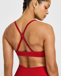 EnhanceLift™ Seamless Strappy Sports Bra with White Logo | Light Toasted Red