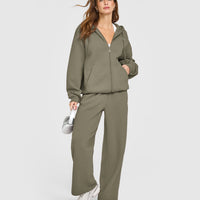 Foundations Zip Through Hoodie | Alpine Green