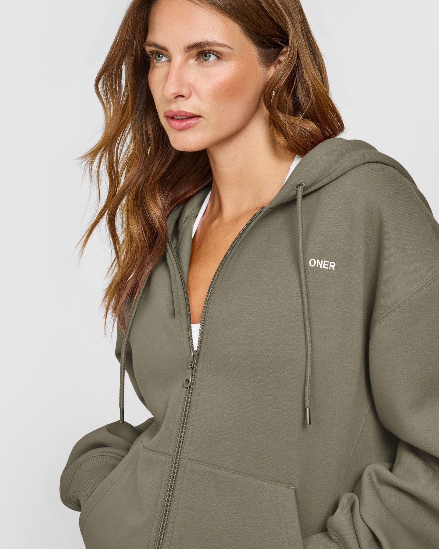Foundations Zip Through Hoodie | Alpine Green