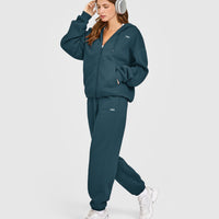 Foundations Zip Through Hoodie | Oil Blue