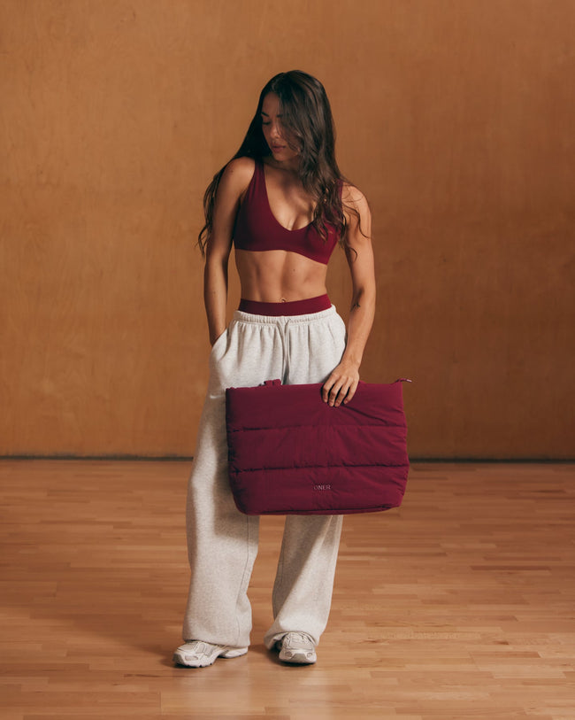 Quilted Tote Bag | Deep Cherry