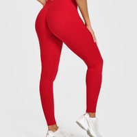 SoftMotion™ High Waisted Leggings with White Logo | Light Toasted Red