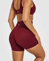 SoftMotion™ High Waisted Shorts 6" with White Logo | Light Rosewood