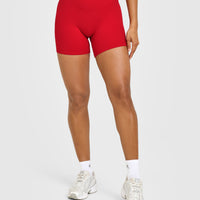 SoftMotion™ High Waisted Shorts 6" with White Logo | Light Toasted Red