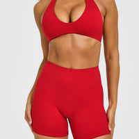 SoftMotion™ High Waisted Shorts 6" with White Logo | Light Toasted Red