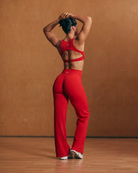 SoftMotion™ Straight Leg Bottoms with White Logo | Light Toasted Red