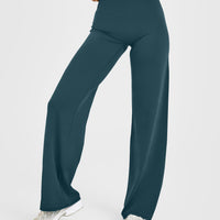 SoftMotion™ Straight Leg Bottoms with White Logo | Oil Blue