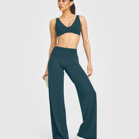 SoftMotion™ Straight Leg Bottoms with White Logo | Oil Blue