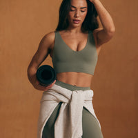 SoftMotion™ Longline Sports Bra with White Logo | Alpine Green