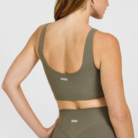 SoftMotion™ Longline Sports Bra with White Logo | Alpine Green