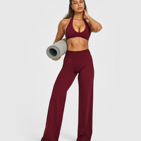 SoftMotion™ Minimal Halter Neck Bralette with White Logo | Light Rosewood