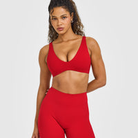 SoftMotion™ Scoop Back Bralette with White Logo | Light Toasted Red