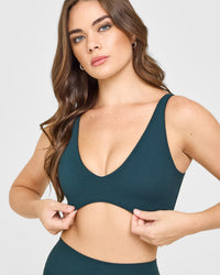 SoftMotion™ Scoop Back Bralette with White Logo | Oil Blue