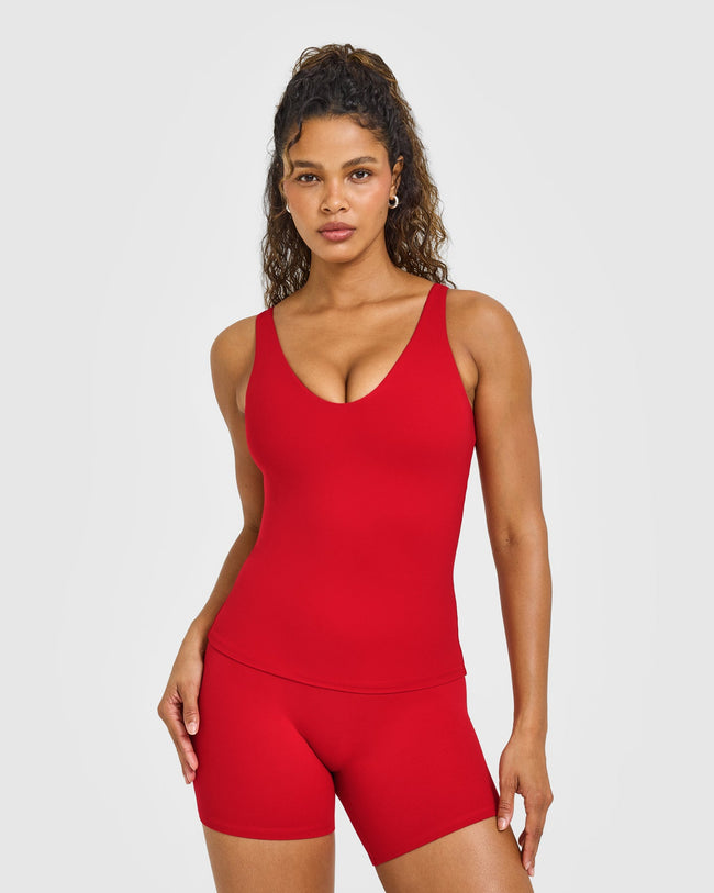 SoftMotion™ Scoop Neck Vest with White Logo | Light Toasted Red