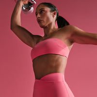 UnifiedMove™ Micro Bandeau Bralette with Reflective Logo | Hot Girl Pink