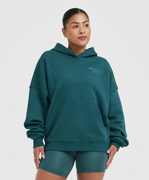 Oner Modal All Day Est 2020 Oversized Hoodie | Marine Teal