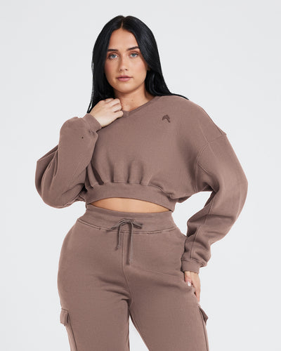 All Day Oversized V-Neck Sweatshirt | Cool Brown
