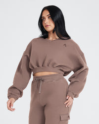 All Day Oversized V-Neck Sweatshirt | Cool Brown